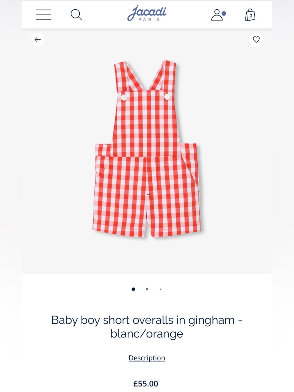 Jacadi Gingham Short Overalls